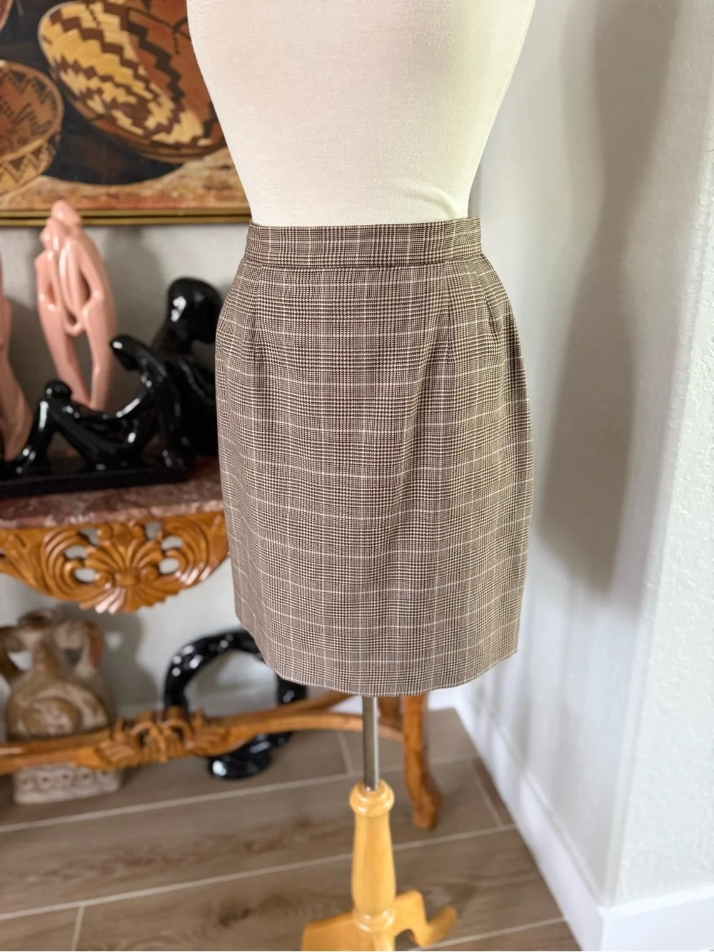 VTG Petite Sophisticate Brown Plaid Two-Piece Suit